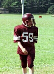 Jesse at the Pop Warner game where Amherst beat Frontiers